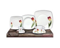 Aparelho de Jantar Quadrado de Porcelana 20 Peças - Casamiga Nova Tulipa