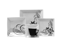 Aparelho de Jantar Quadrado de Porcelana 20 Peças - Oxford Porcelanas Quartier Tatoo
