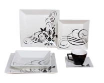 Aparelho de Jantar Quadrado de Porcelana 30 Peças - Oxford Porcelanas Quartier Tatoo