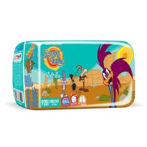 Fralda G&B Higiênicos Looney Tunes Soft Sec Tamanho P Jumbo 28 Unidades Peso Indicado Até 5kg