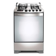 Fogão de Piso Brastemp Ative Digital 4 Bocas Acendimento Automático Acabamento Inox Grill BFS4DAR
