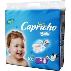 Fralda Capricho Baby Tamanho P Super Jumbo 100 Unidades Peso Indicado 3,5 - 5kg