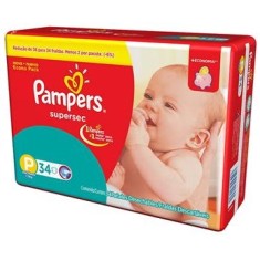 Fralda Pampers Supersec Tamanho P Pacotão 34 Unidades Peso Indicado Até 7kg
