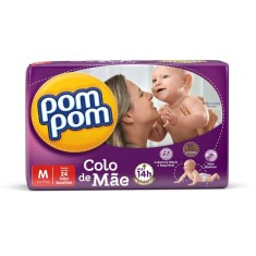 Fralda Pom Pom Colo de Mãe Tamanho M Jumbo 24 Unidades Peso Indicado 4 - 10kg