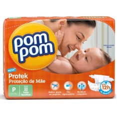 Fralda Pom Pom Proteção de Mãe Tamanho P Prático 22 Unidades Peso Indicado 3 - 5kg