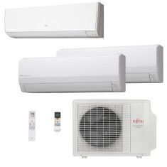Ar Condicionado Multi Split Fujitsu 27000 BTUs Inverter Controle Remoto Quente/Frio AOBG30LAT4 / ASBG09LMCA / ASBG18LFCA