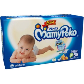 Fralda MamyPoko Super Seca Tamanho P Mega 58 Unidades Peso Indicado 3 - 8 kg