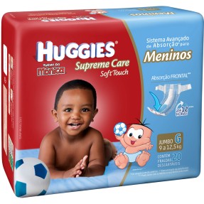 Fralda Huggies Turma da Mônica Supreme Care Soft Touch Menino Tamanho G Jumbo 20 Unidades Peso Indicado 9 - 12kg