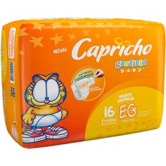 Fralda Capricho Garfield Tamanho XG Prático 16 Unidades Peso Indicado 13 - 15kg