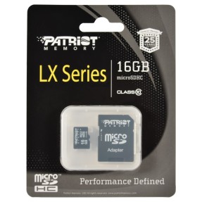 Cartão de Memória Micro SDHC com Adaptador Patriot LX Pro Series 16 GB PSF16GMCSDHC10