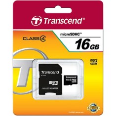 Cartão de Memória Micro SDHC com Adaptador Transcend 16 GB TS16GUSDHC4