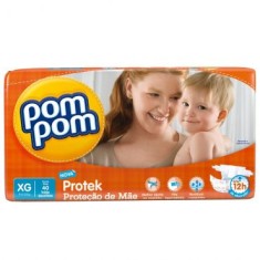 Fralda Pom Pom Protek Proteção de Mãe Tamanho XG Mega 40 Unidades Peso Indicado 9 - 13kg