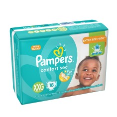 Fralda Pampers Confort Sec Tamanho XXG 18 Unidades Peso Indicado +14kg