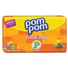Fralda Pom Pom Protek Baby Tamanho P Jumbo 34 Unidades Peso Indicado 3 - 8 kg