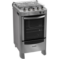 Fogão de Piso Esmaltec 4 Bocas Acendimento Automático Acabamento Inox Grill Esmeralda