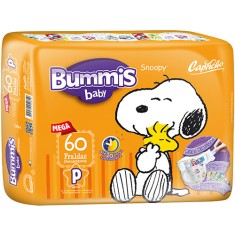Fralda Capricho Snoopy Bummis Tamanho P Mega 60 Unidades Peso Indicado 3,5 - 5kg