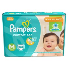 Fralda Pampers Confort Sec Tamanho M Mega 44 Unidades Peso Indicado 6 - 9,5kg