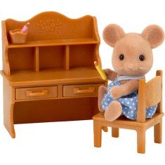 Boneca Sylvanian Families Irmã Rato com Escrivaninha Epoch