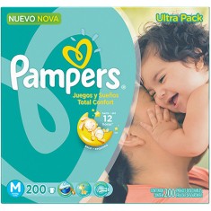 Fralda Pampers Total Confort Tamanho M Ultra 200 Unidades Peso Indicado 6 - 9kg
