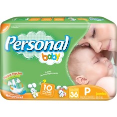 Fralda Personal Baby Tamanho P Jumbo 36 Unidades Peso Indicado Até 6kg