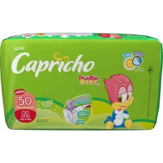 Fralda Capricho Pica-pau Baby Tamanho M Mega 50 Unidades Peso Indicado 5 - 10kg