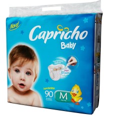 Fralda Capricho Baby Tamanho M Super Jumbo 90 Unidades Peso Indicado 5 - 10kg