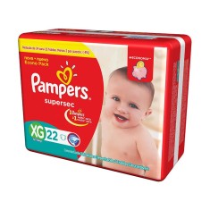 Fralda Pampers Supersec Tamanho XG Econômica 22 Unidades Peso Indicado 12 - 15kg