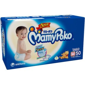 Fralda MamyPoko Super Seca Tamanho M Mega 50 Unidades Peso Indicado 7 - 10kg