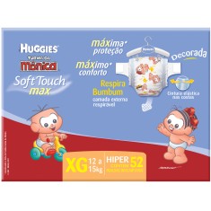 Fralda Huggies Turma da Mônica Soft Touch Max Tamanho XG Hiper 52 Unidades Peso Indicado 12 - 15kg