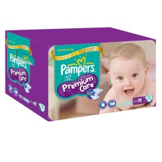 Fralda Pampers Premium Care Tamanho M Hiper 72 Unidades Peso Indicado 6 - 11kg
