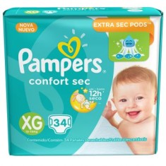 Fralda Pampers Confort Sec Tamanho XG 34 Unidades Peso Indicado 12 - 15kg