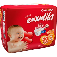 Fralda Capricho Enxutita Tamanho G Prático 20 Unidades Peso Indicado 10 - 13kg