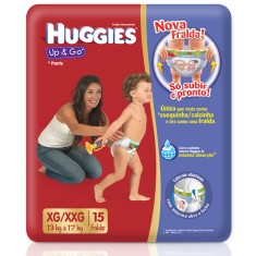Fralda de Vestir Huggies Up & Go Tamanho XXG 15 Unidades Peso Indicado 13 - 17kg