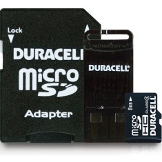 Cartão de Memória Micro SDHC com Adaptador Duracell 8 GB DU-SD1008G-C